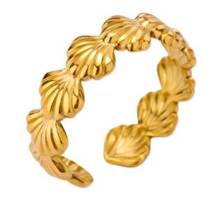 Gold Shell Cuff Ring | Adjustable